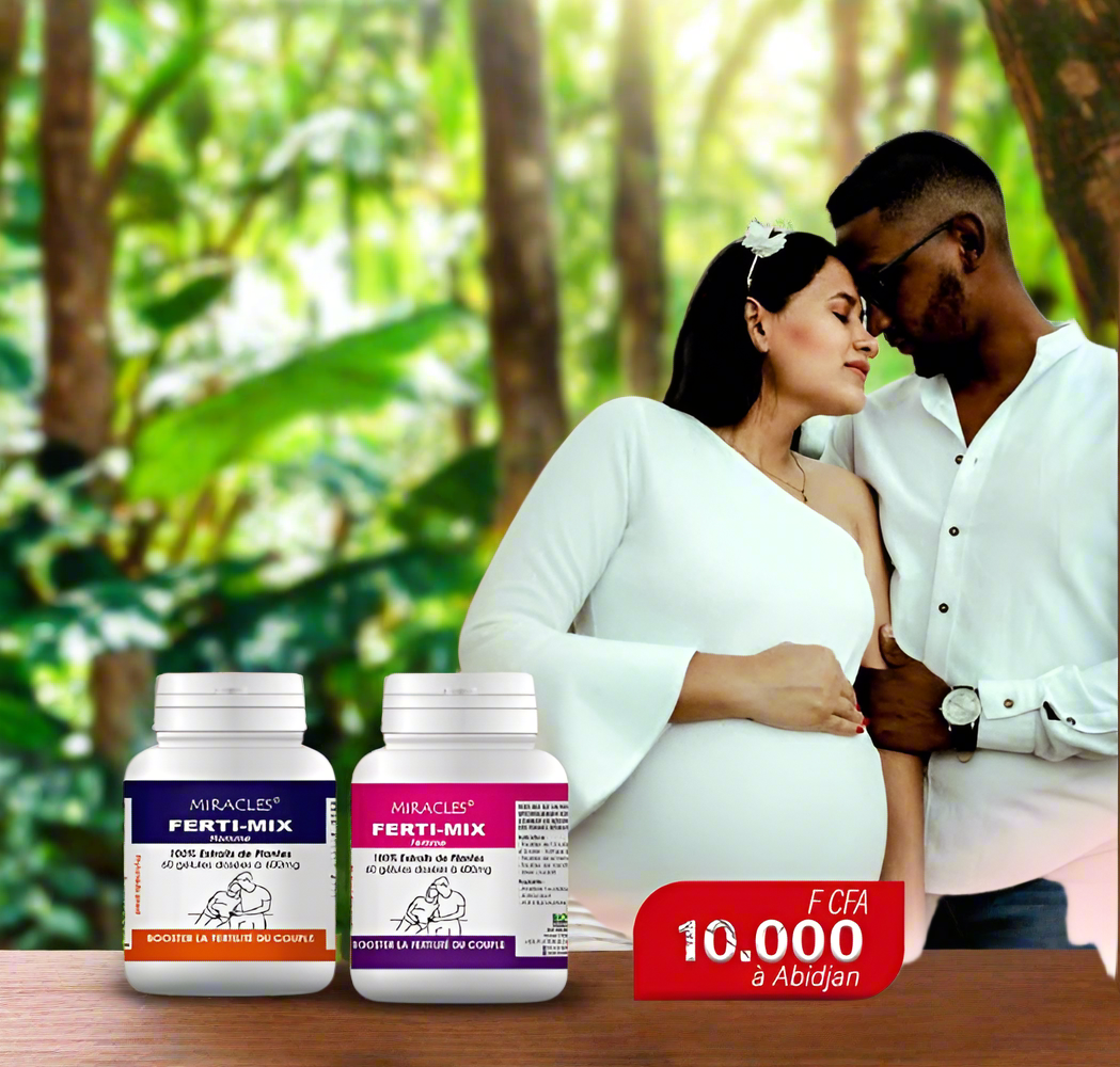 Ferti-Mix, fertilité féminine et Masculine, absence de glaire cervicale, menstrues coupées,kyste myomes, fibrome, dystrophie....